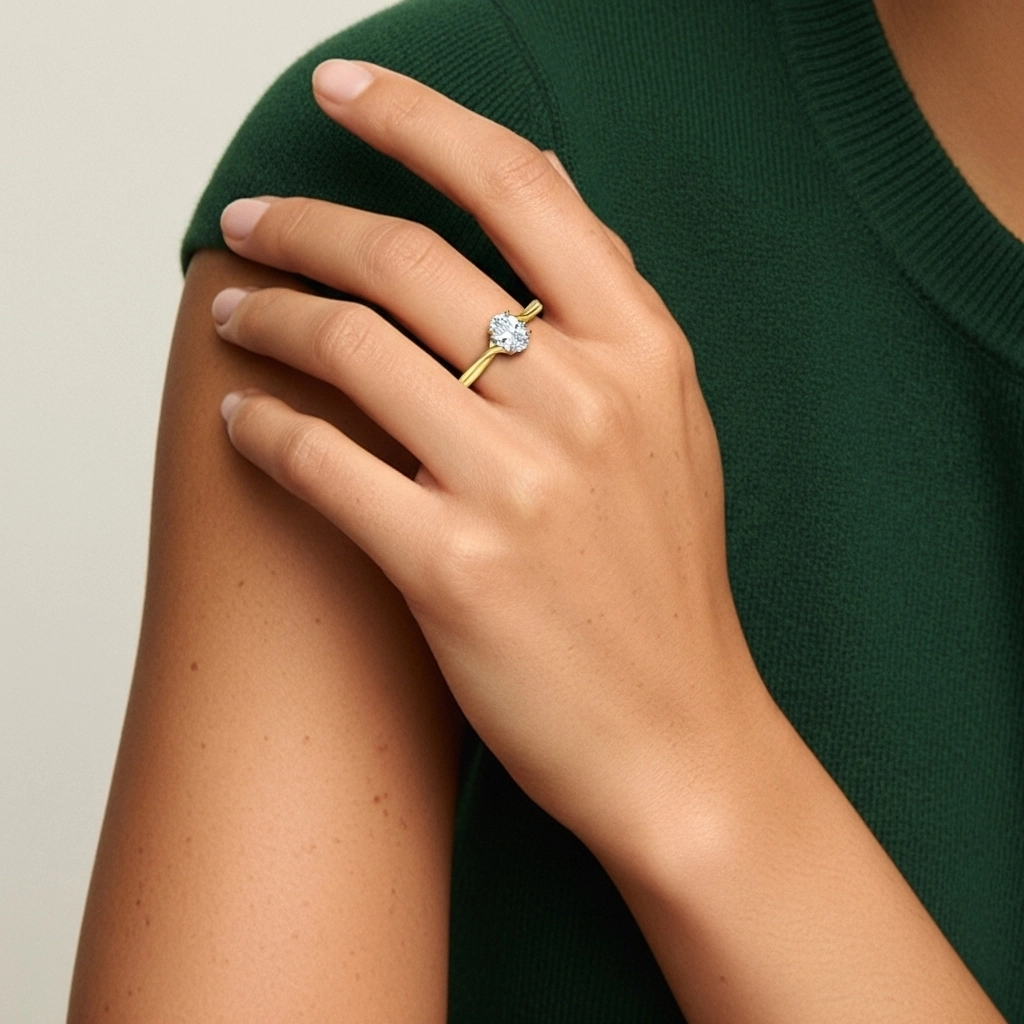 18K Gold Moissanite Engagement Ring