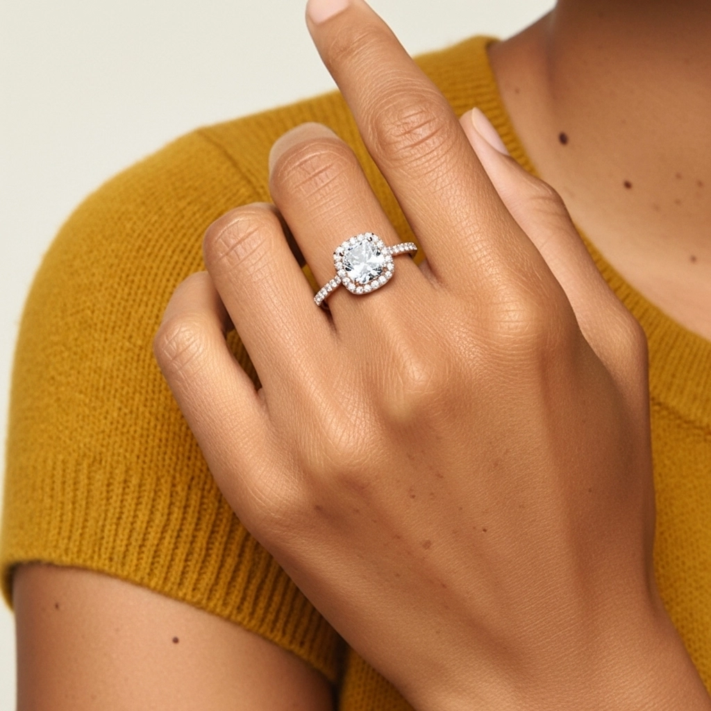 Oro rosa 18K Moissanita Anillo de Compromiso