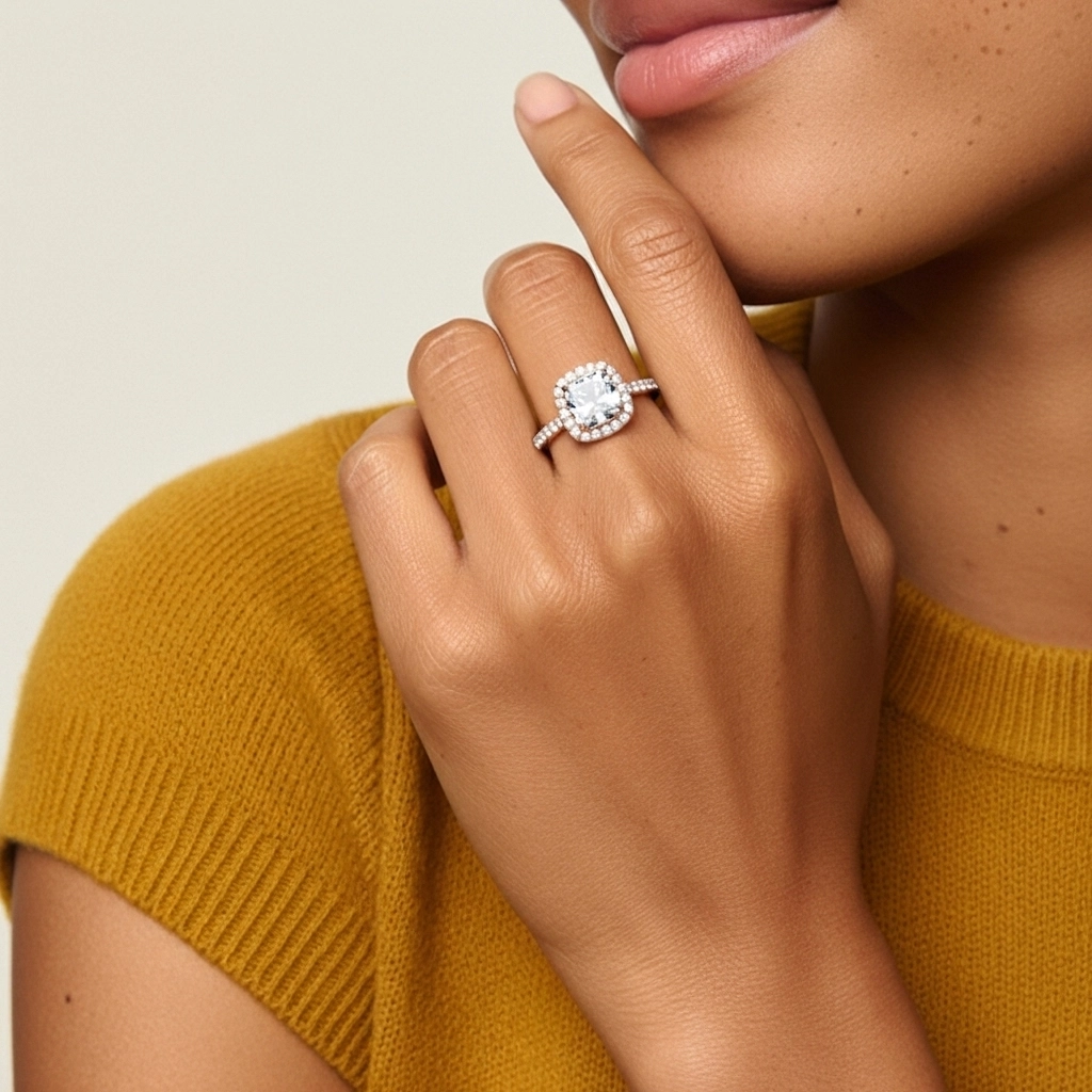 Oro rosa 18K Moissanita Anillo de Compromiso