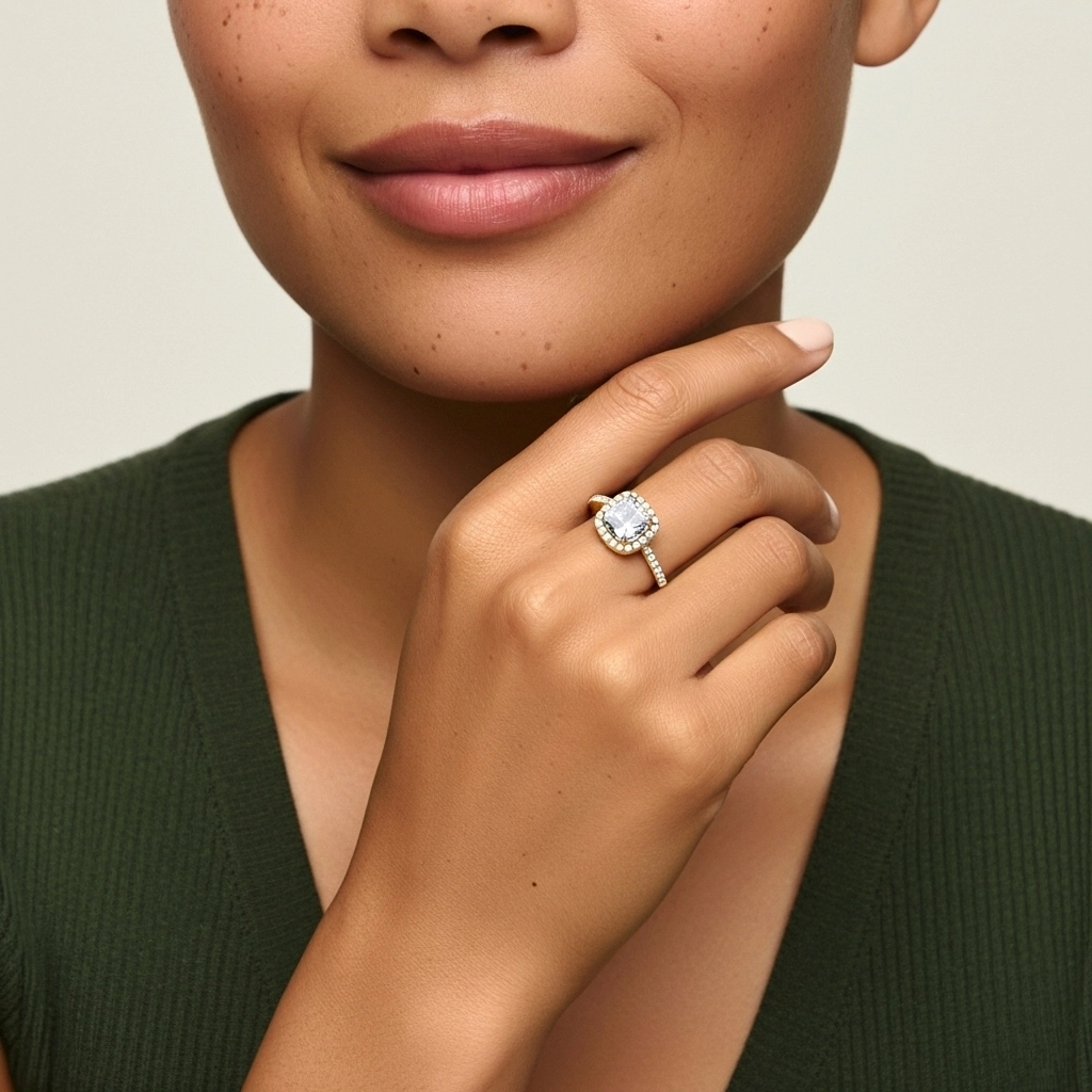 Oro 18K Moissanita Anillo de Compromiso