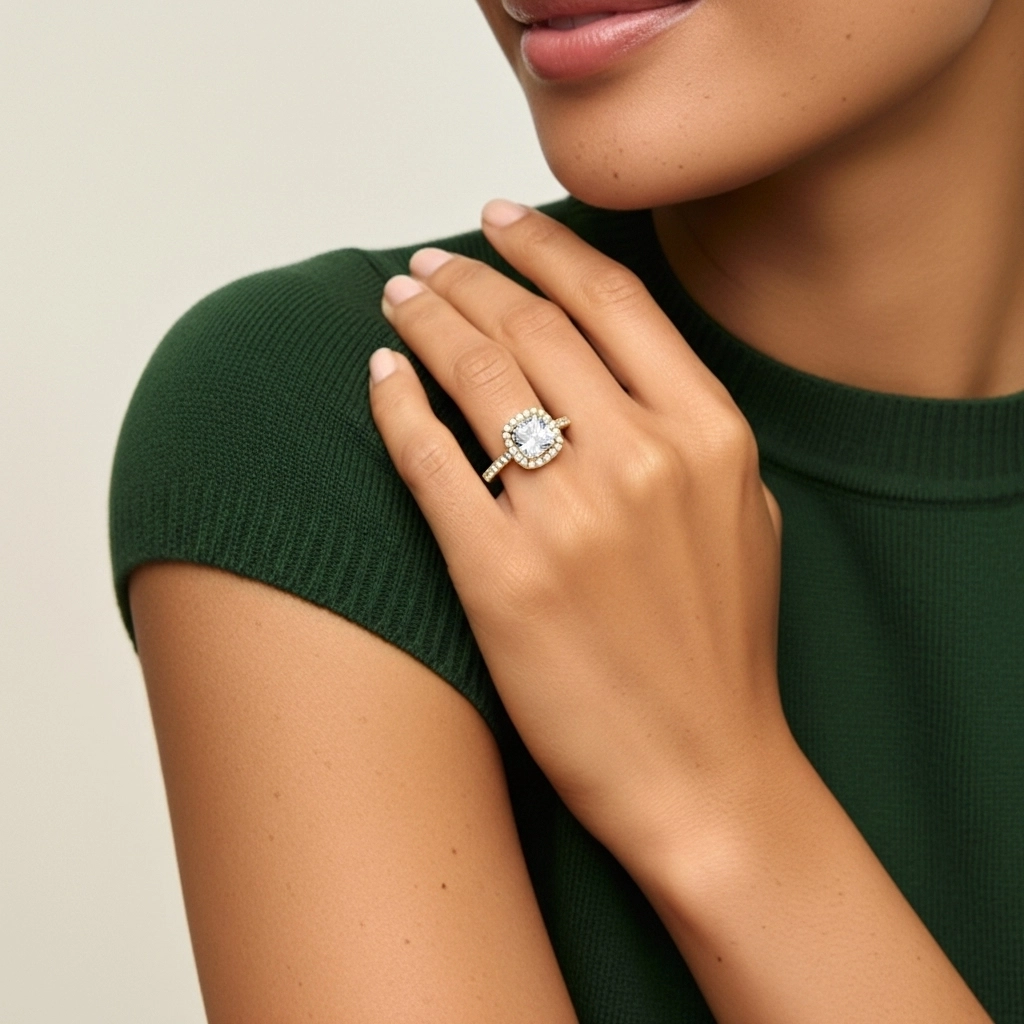 Oro 18K Moissanita Anillo de Compromiso