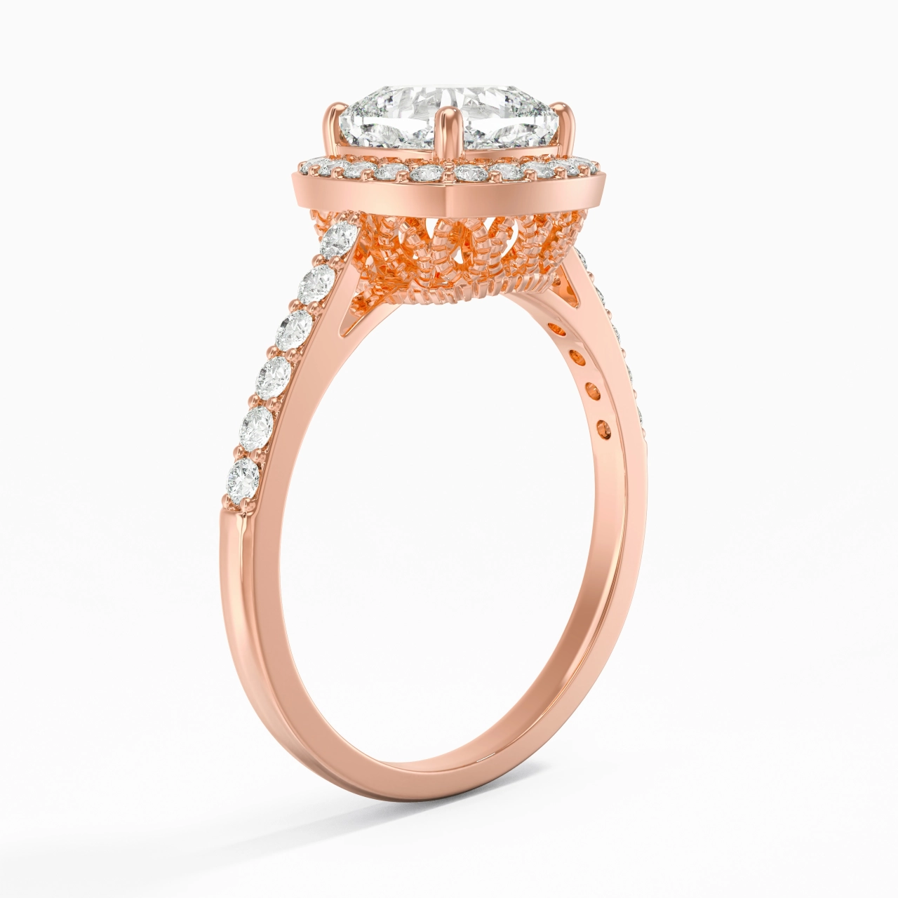 14K Rose Gold Moissanite Engagement Ring