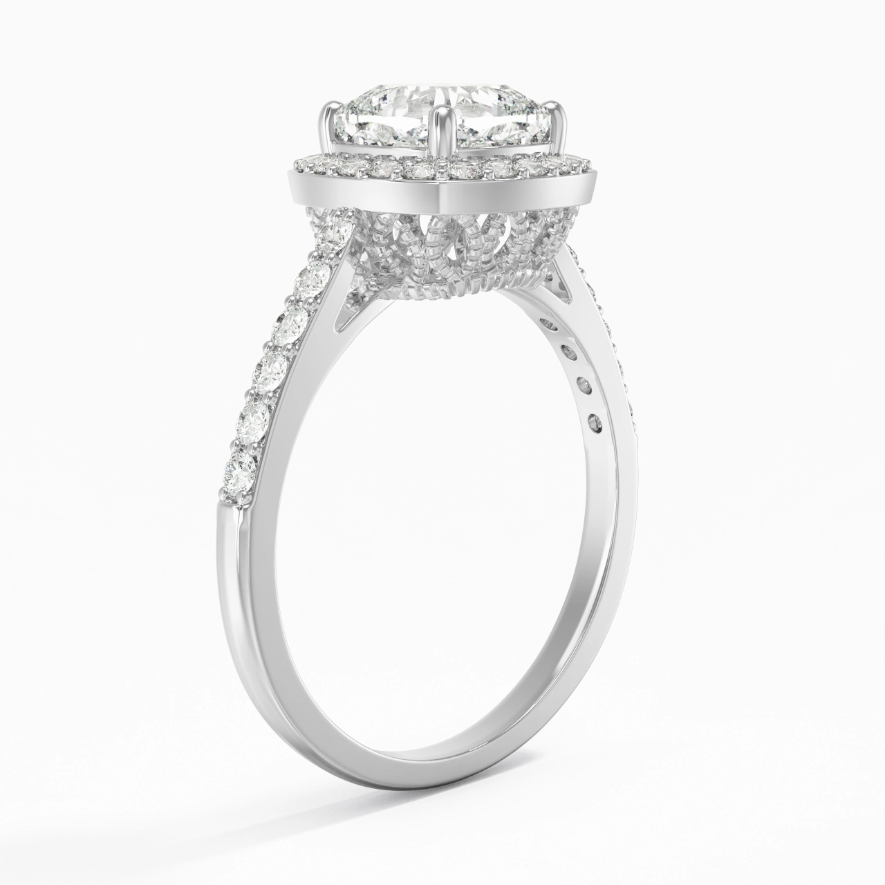 14K White Gold Moissanite Engagement Ring