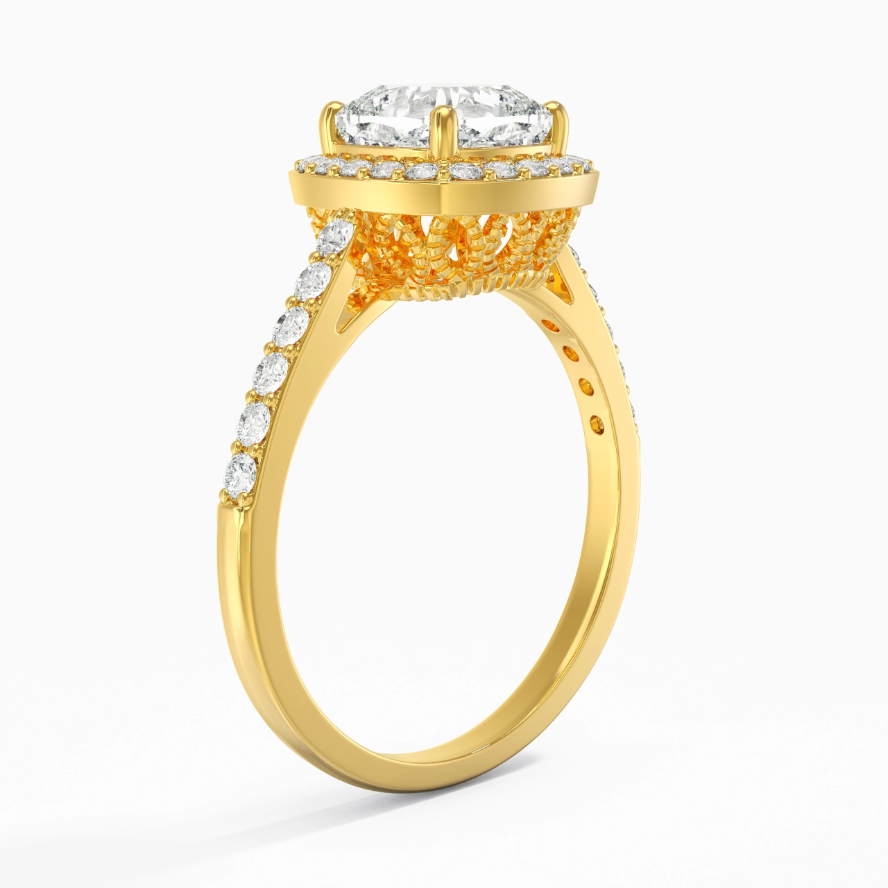 18K Gold Moissanite Engagement Ring