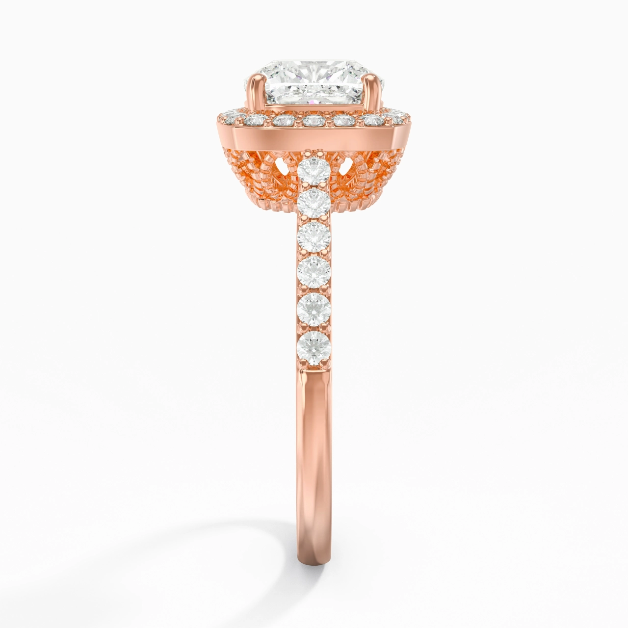 14K Rose Gold Moissanite Engagement Ring