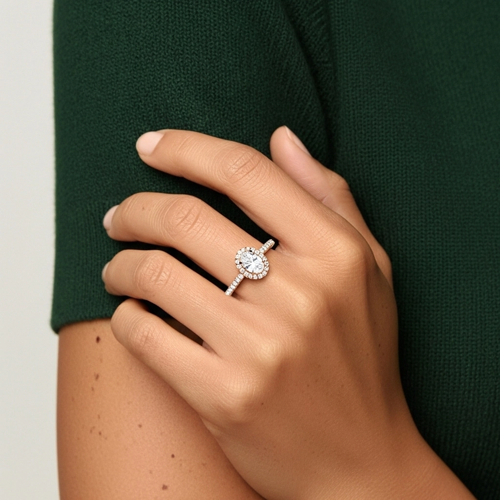 18K Rose Gold Moissanite Engagement Ring