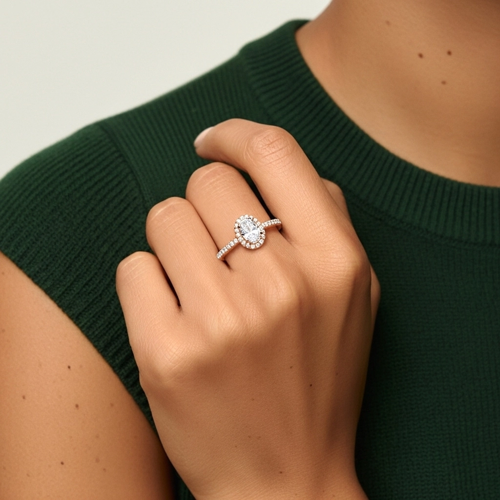 18K Rose Gold Moissanite Engagement Ring