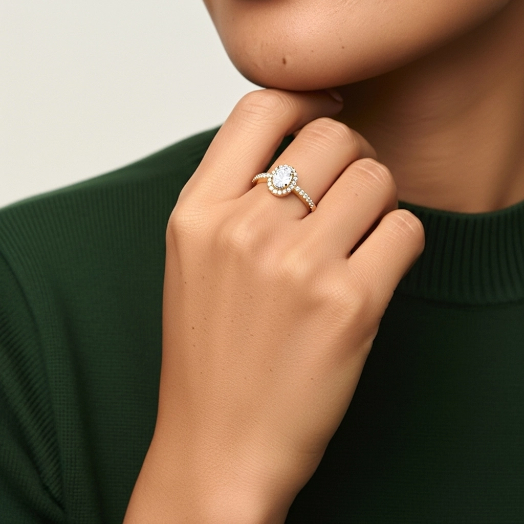 925 Sterling Silver Moissanite Engagement Ring