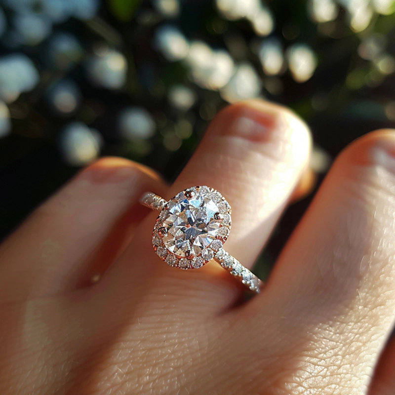 18K Gold Moissanite Engagement Ring