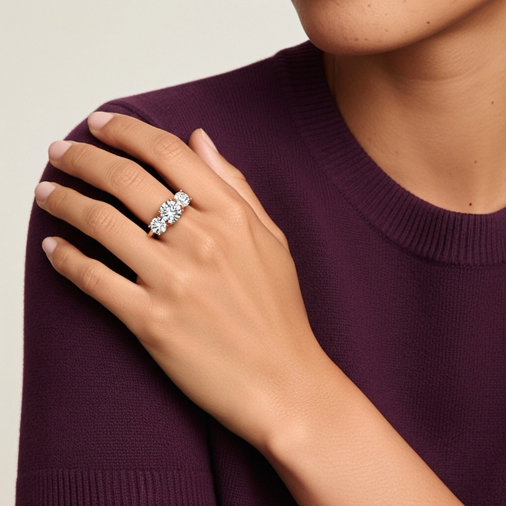 925 Sterling Silver Moissanite Engagement Ring