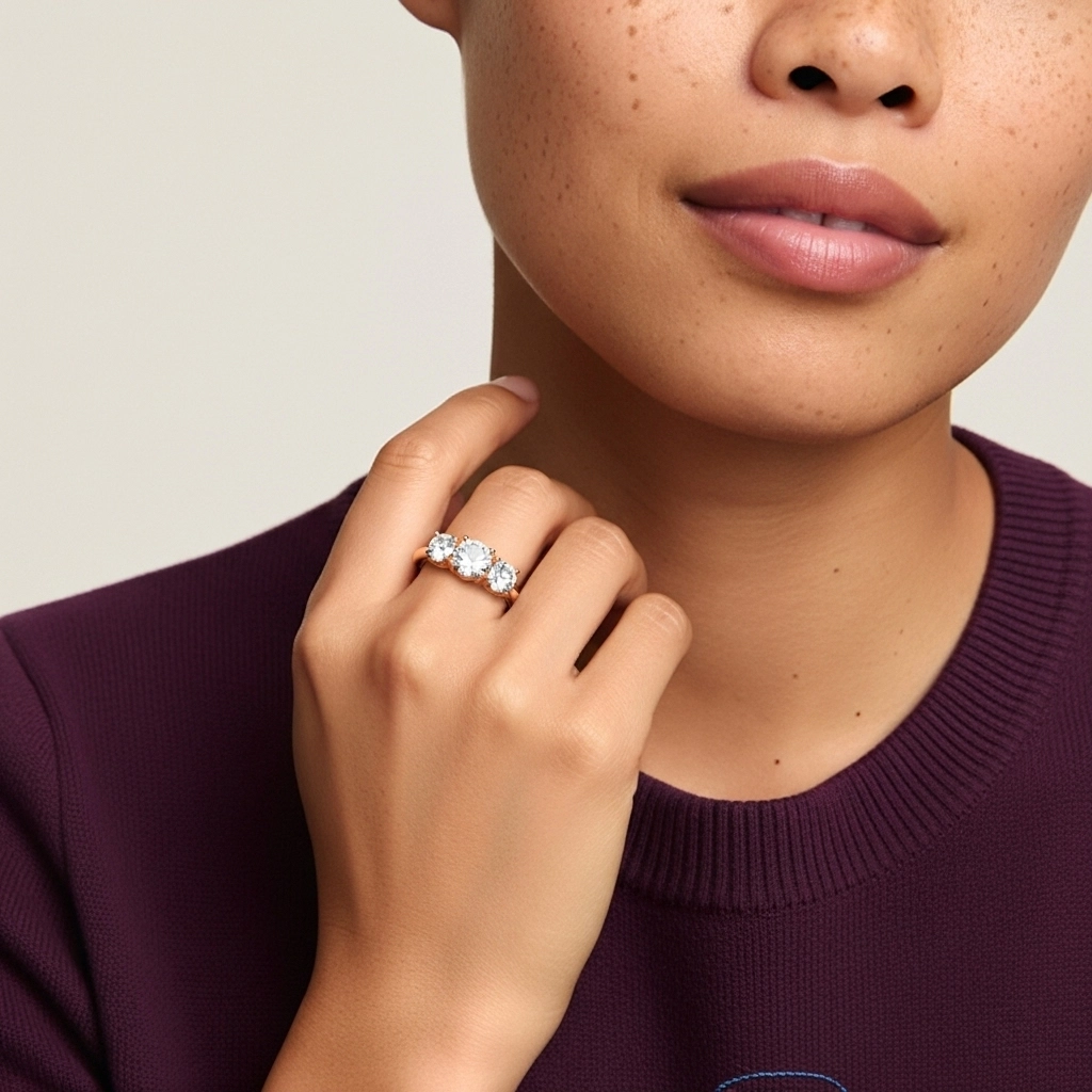 925 Sterling Silver Moissanite Engagement Ring