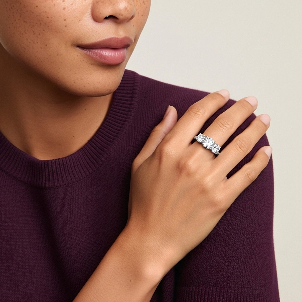 14K White Gold Moissanite Engagement Ring