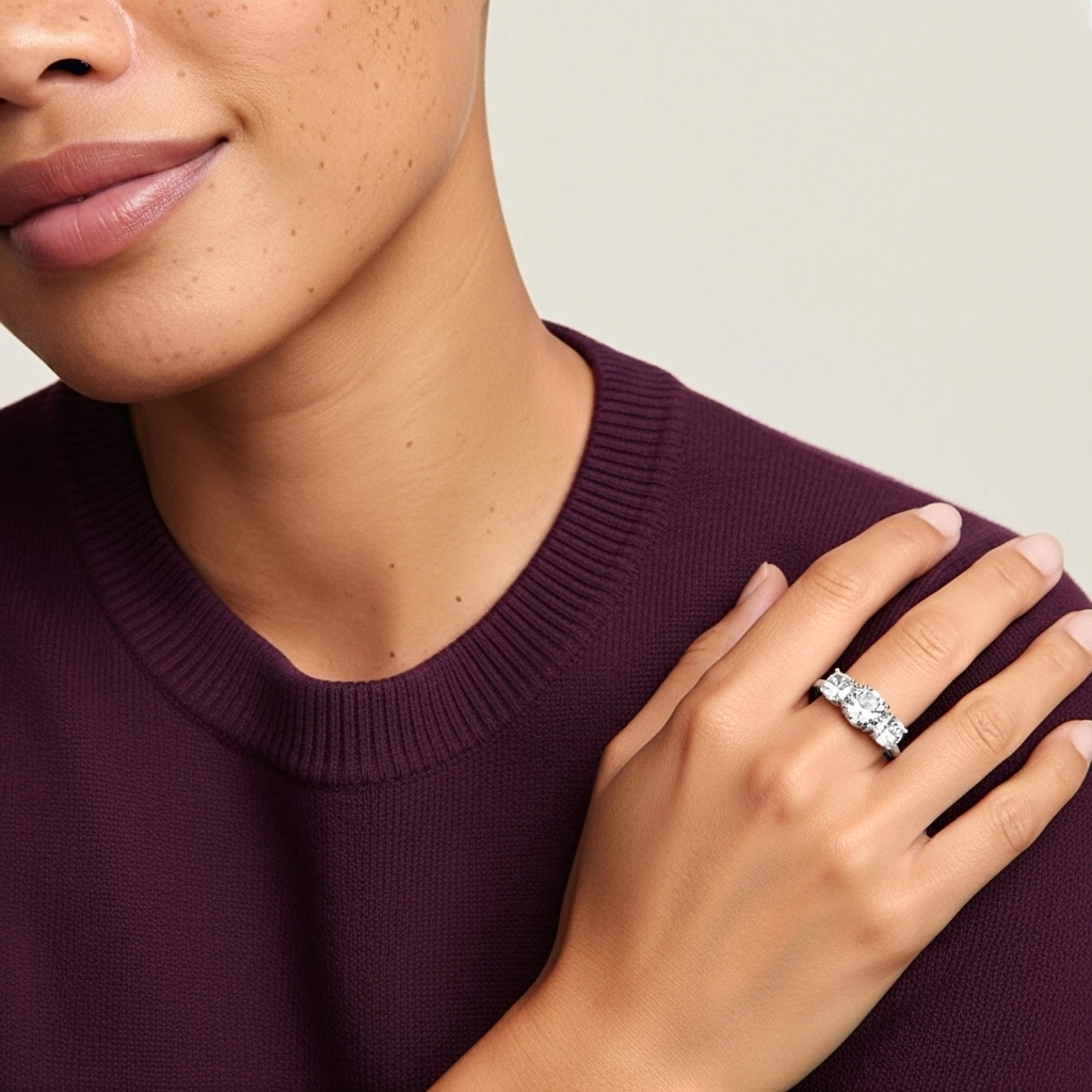 14K White Gold Moissanite Engagement Ring