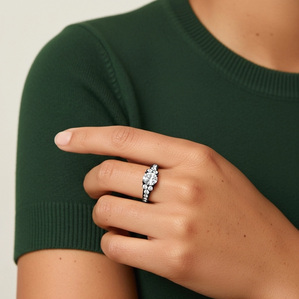 925 Sterling Silver Pavé Straight Shank Engagement Ring