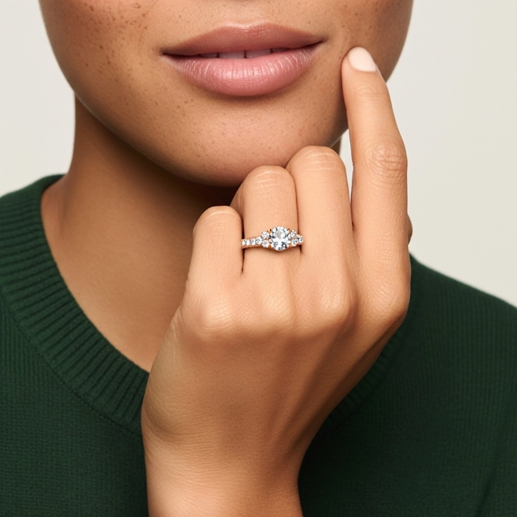 Argent sterling 925 Moissanite Bague de fiançailles