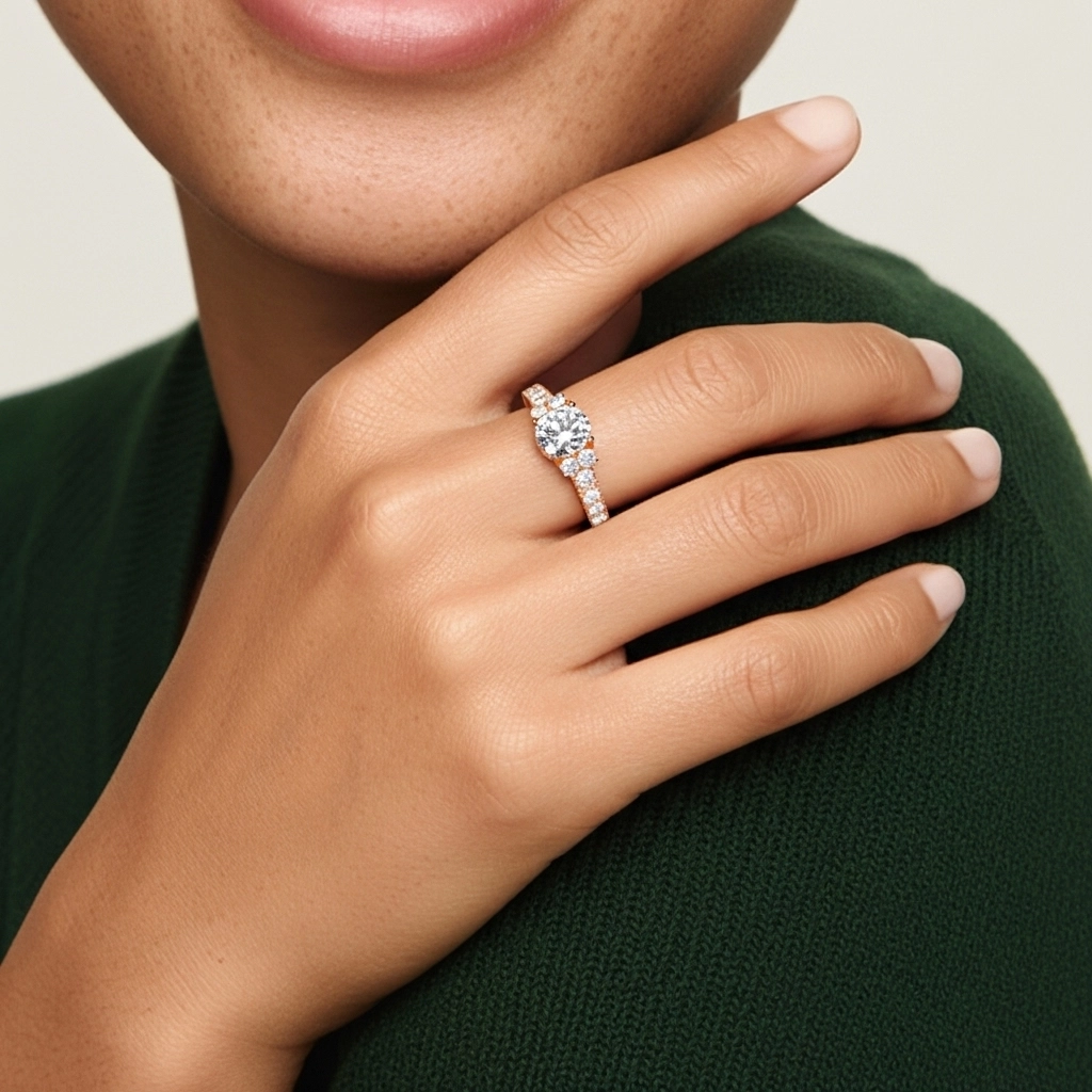 Argent sterling 925 Moissanite Bague de fiançailles