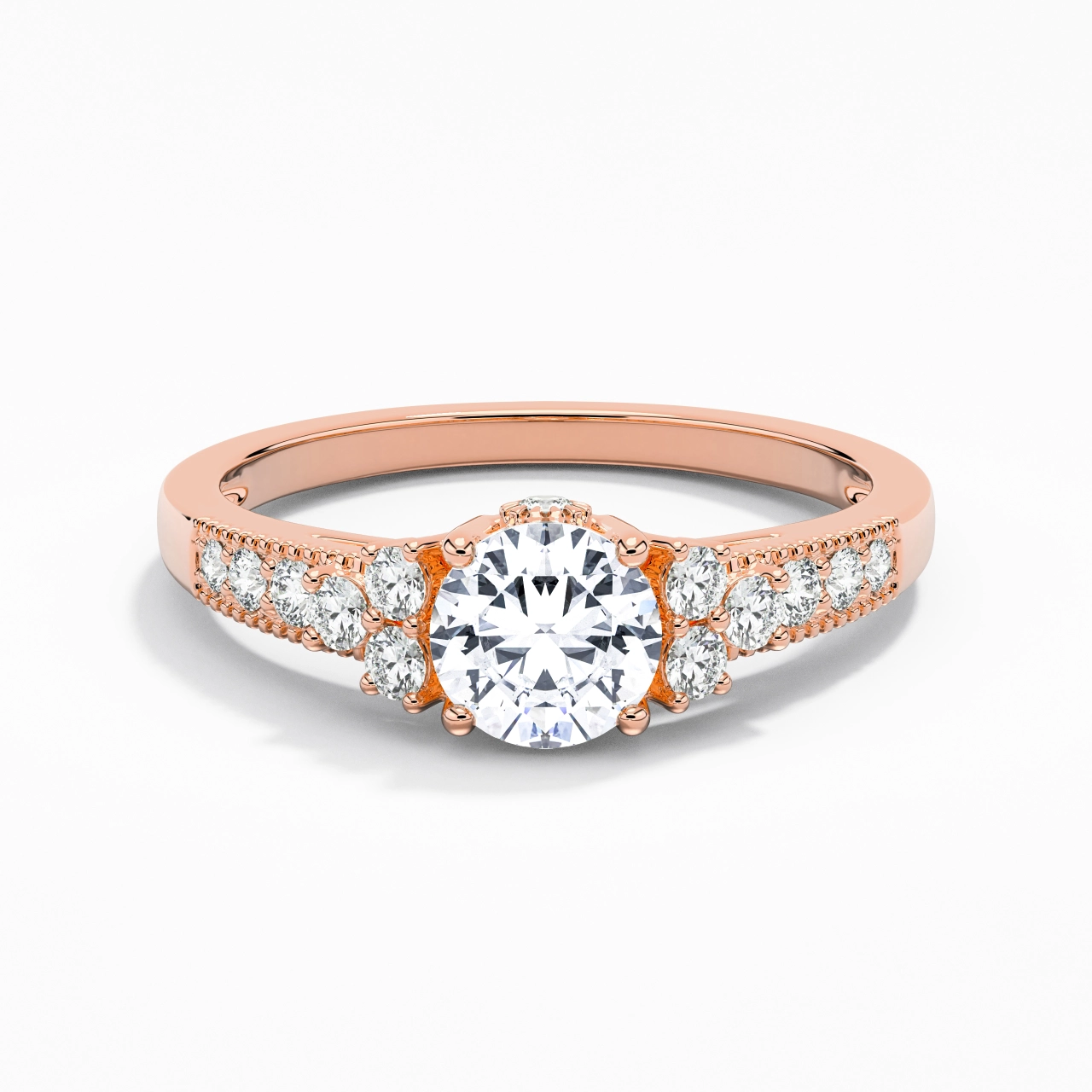 14K Rose Gold Moissanite Engagement Ring