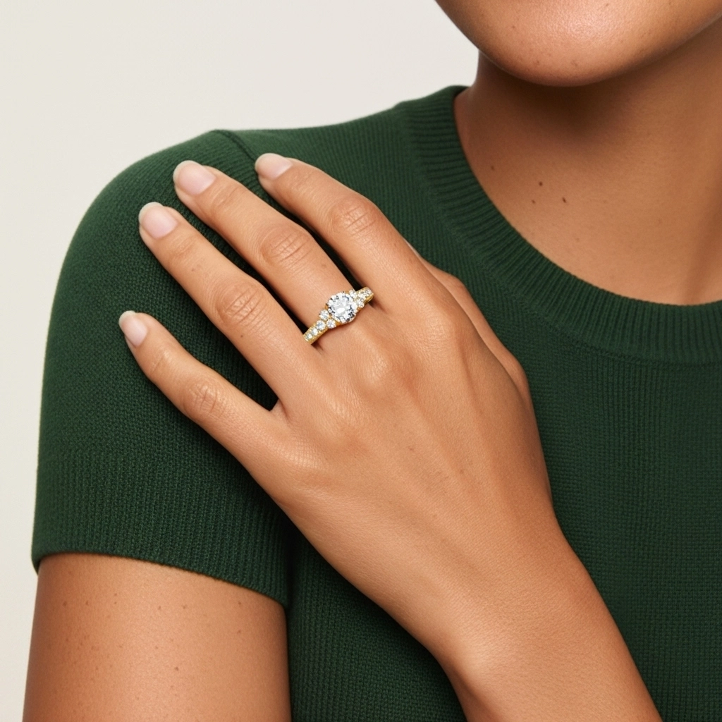 Argent sterling 925 Moissanite Bague de fiançailles