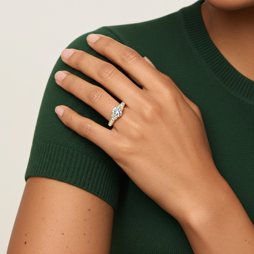 Argent sterling 925 Moissanite Bague de fiançailles