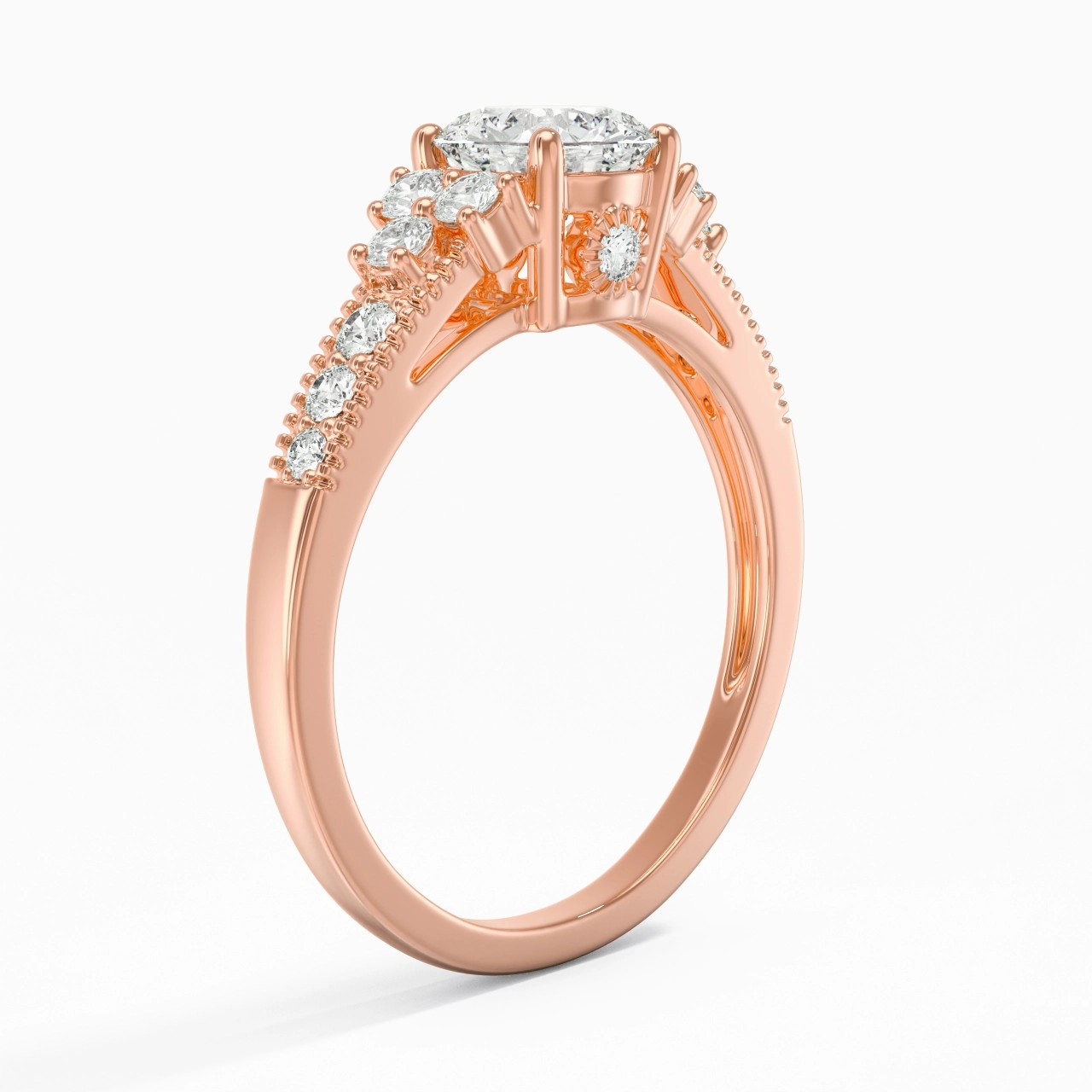 14K Rose Gold Moissanite Engagement Ring