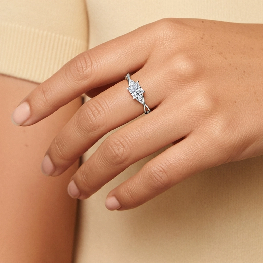 Platine Moissanite Bague de fiançailles