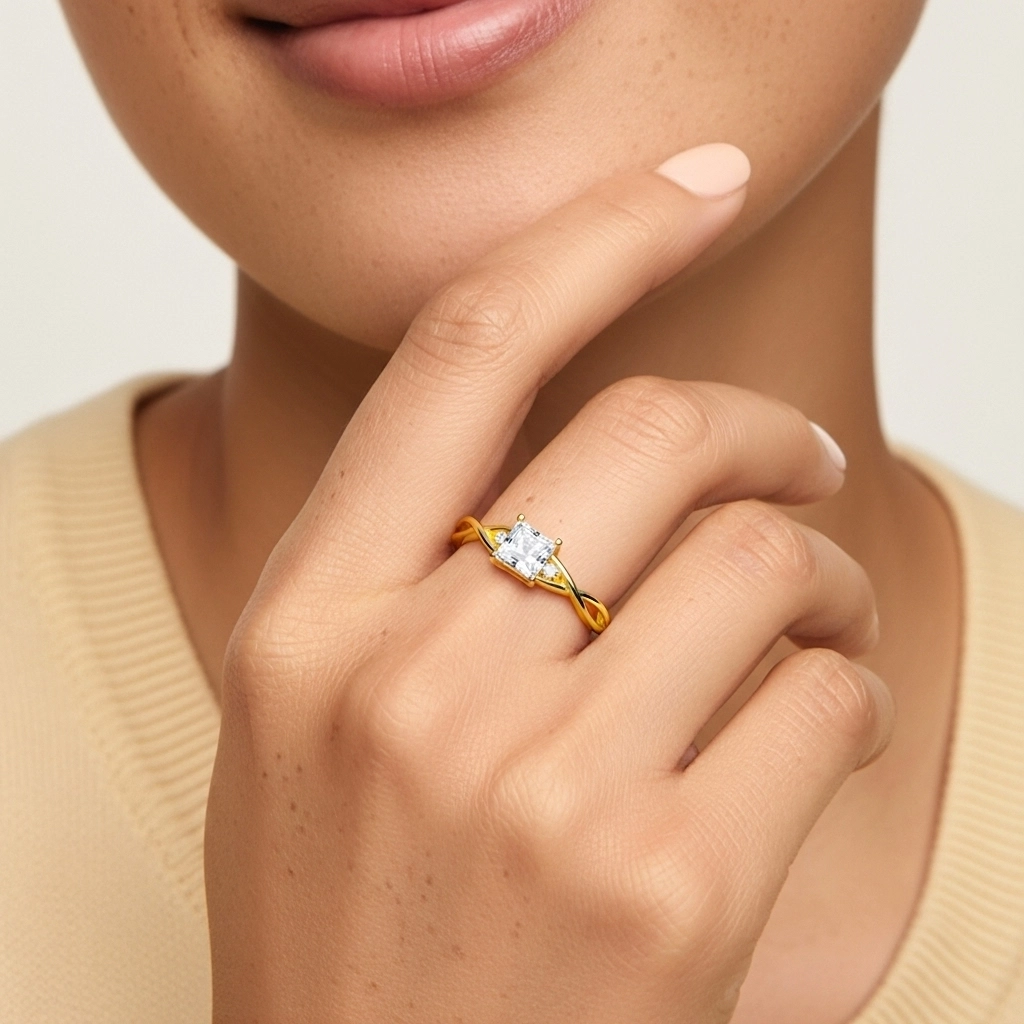 Or 18 carats Moissanite Bague de fiançailles