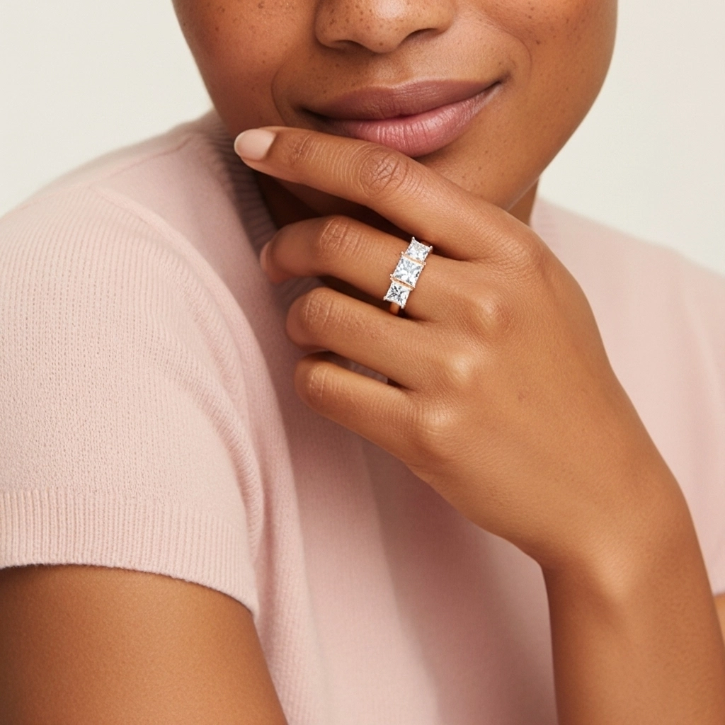 Argent sterling 925 Moissanite Bague de fiançailles