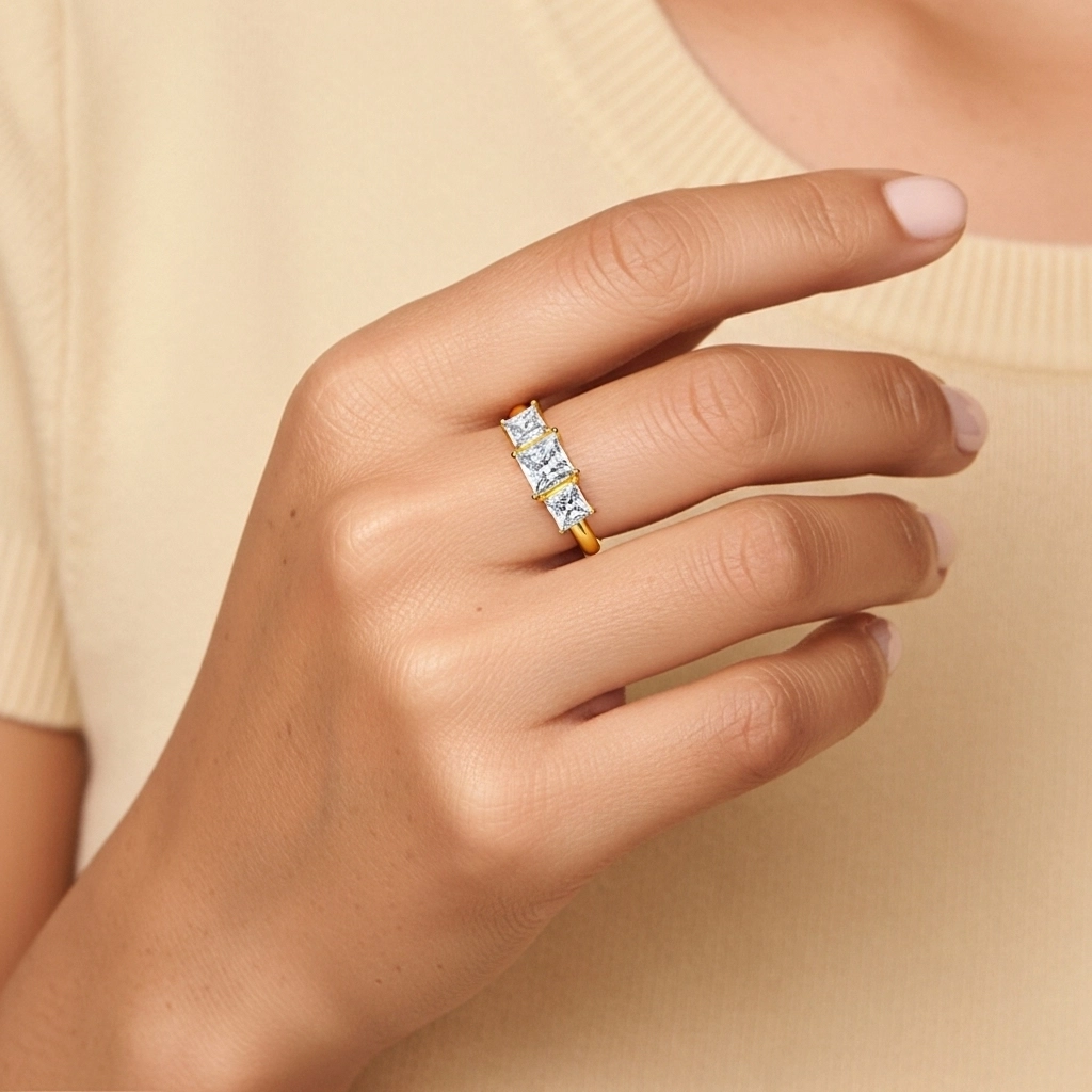 14K Gold Moissanite Engagement Ring