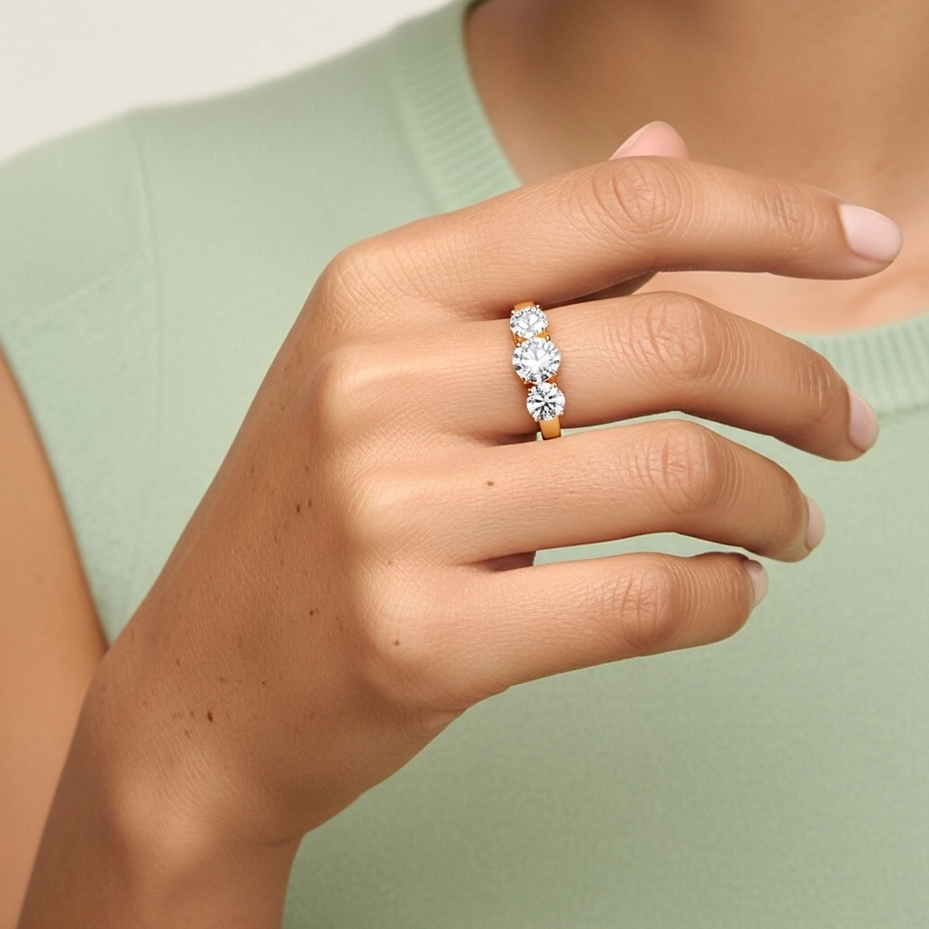 Or rose 18 carats Moissanite Bague de fiançailles