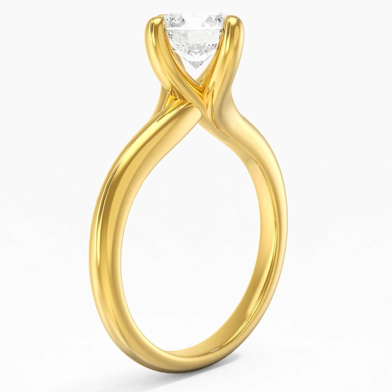 Minimaliste Rond Coupé Bague de fiançailles