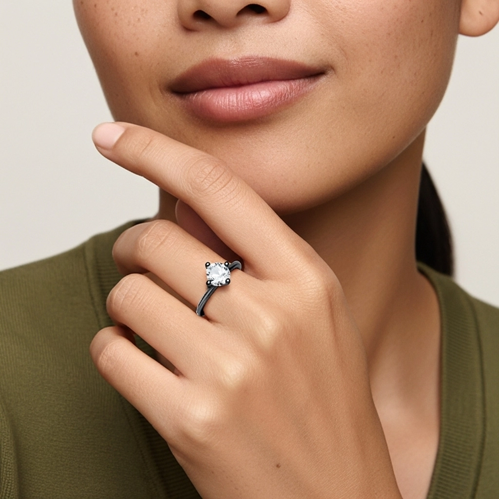 925 Sterling Silver Solitaire East West Twist Engagement Ring