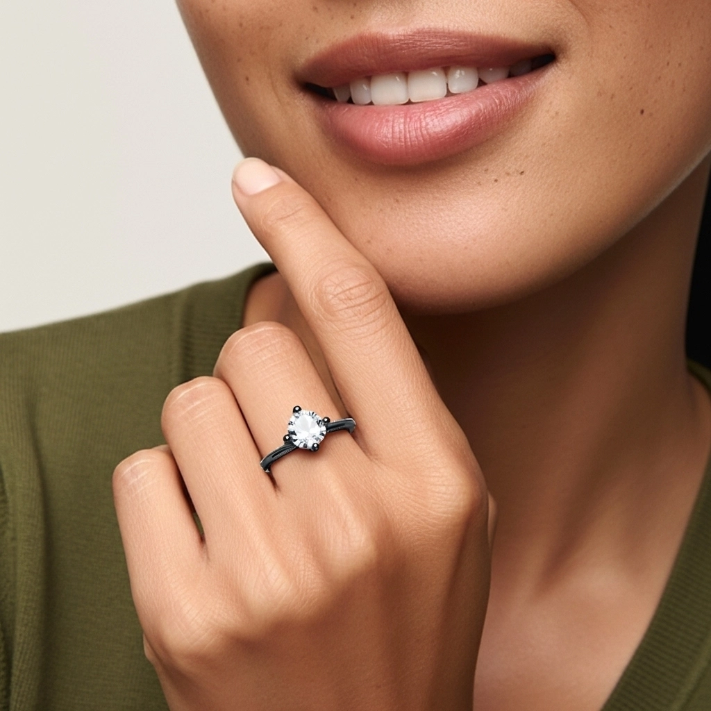 925 Sterling Silver Solitaire East West Twist Engagement Ring