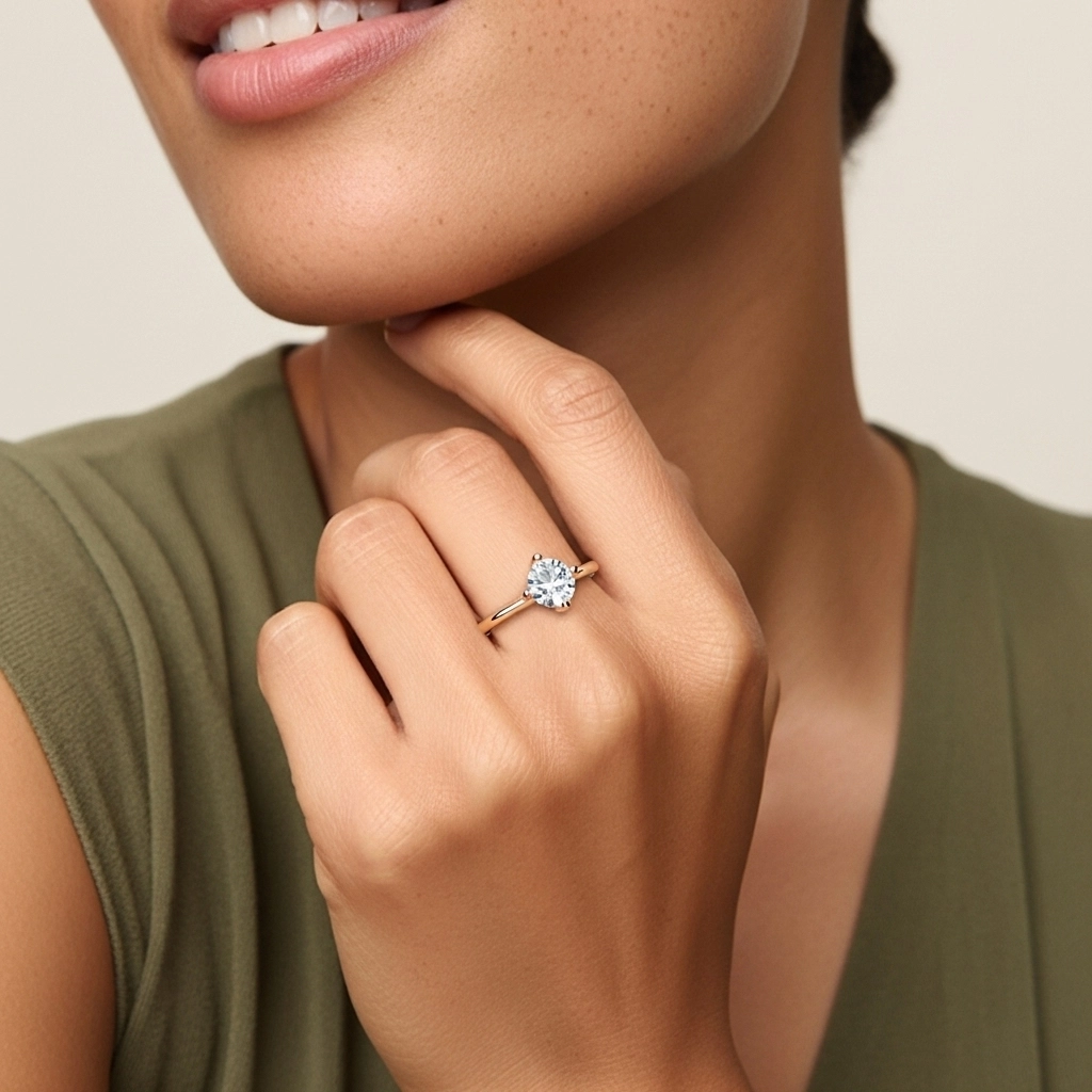 Minimalist Round Cut Engagement Ring