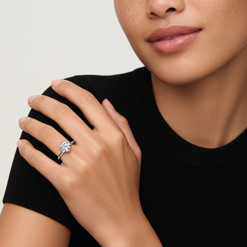 Minimalist Round Cut Engagement Ring