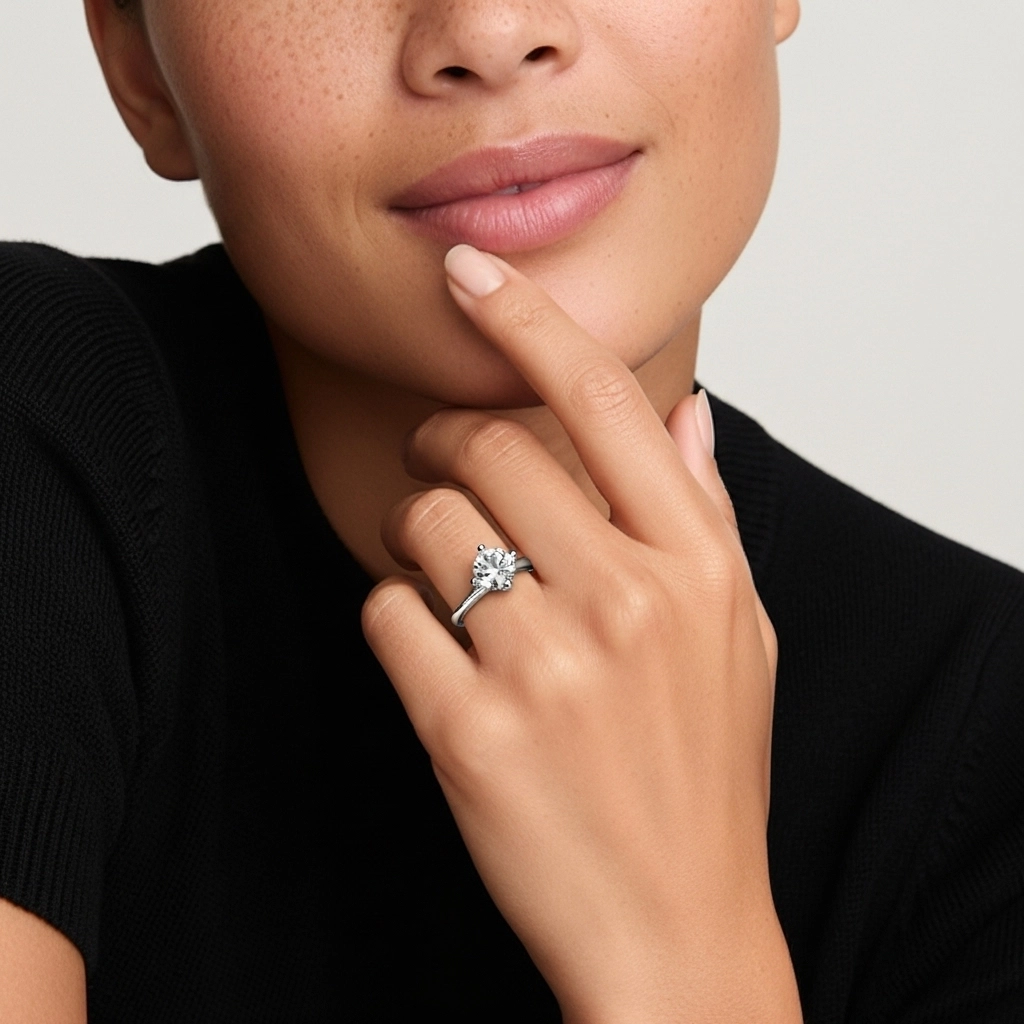 Minimalist Round Cut Engagement Ring
