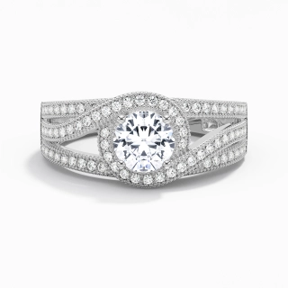 Beaded Halo Pavé Engagement Ring 1.00ct Cubic Zirconia