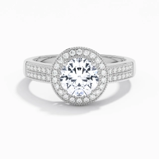 Platinum Halo Pavé Straight Shank Engagement Ring