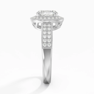 Platinum Halo Pavé Straight Shank Engagement Ring