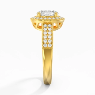 18K Gold Halo Pavé Straight Shank Engagement Ring