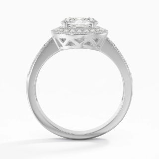 Platinum Halo Pavé Straight Shank Engagement Ring