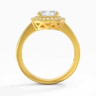 18K Gold Halo Pavé Straight Shank Engagement Ring