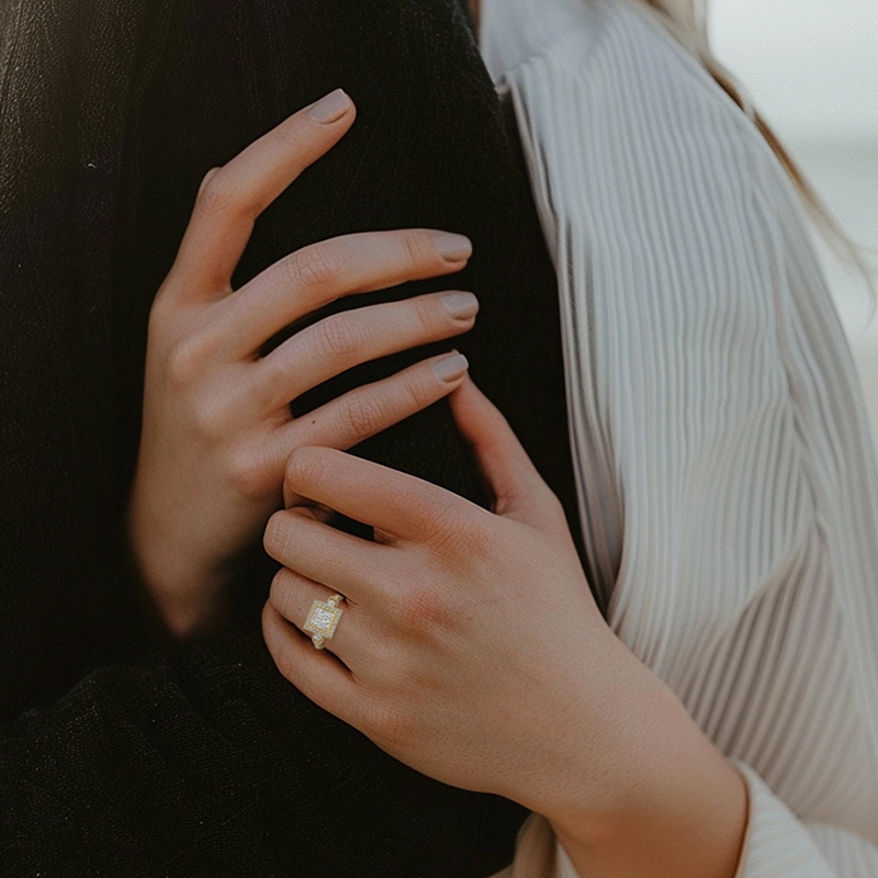 Vintage Cutout Princess Cut Engagement Ring