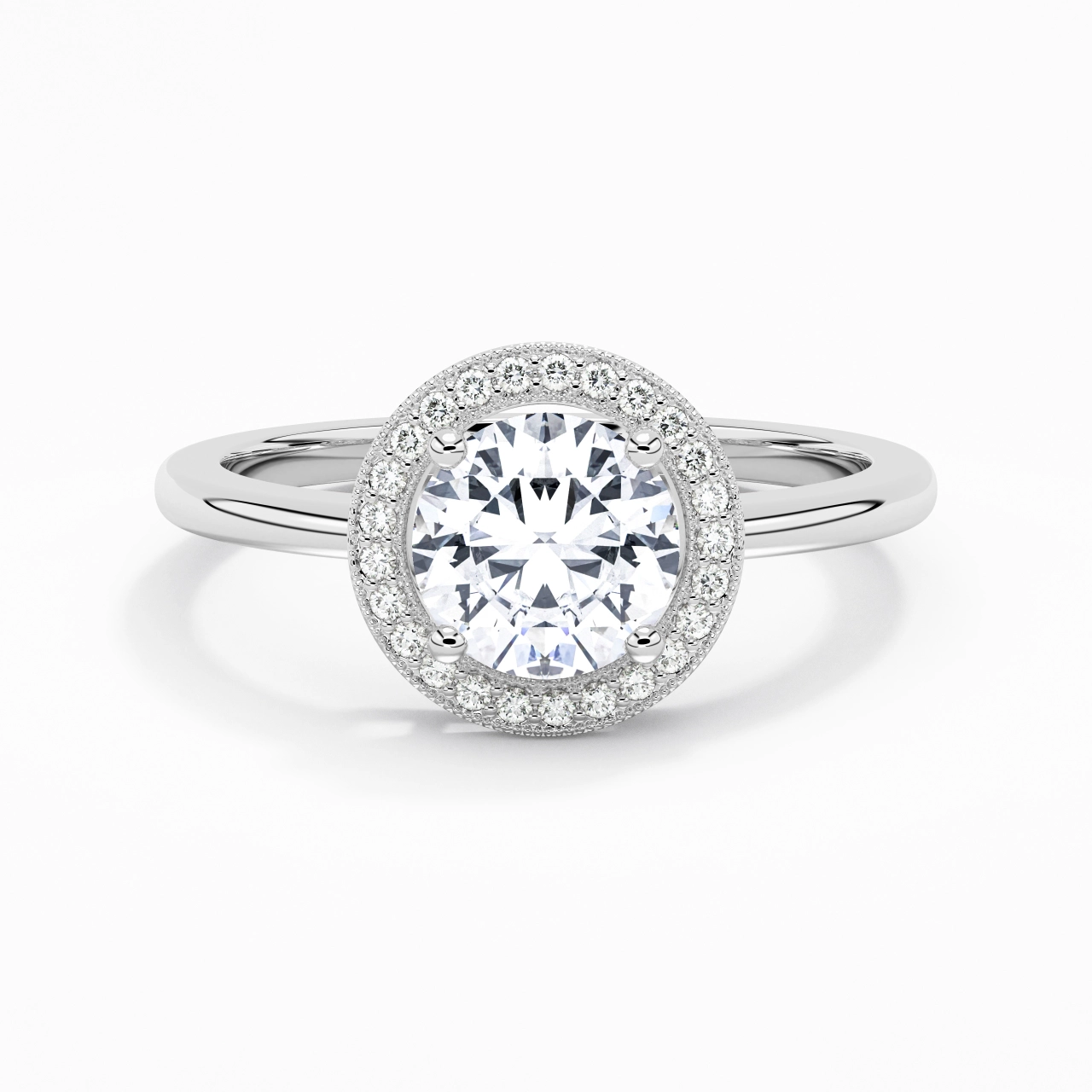 Retro Round 1.50ct Moissanite Engagement Ring