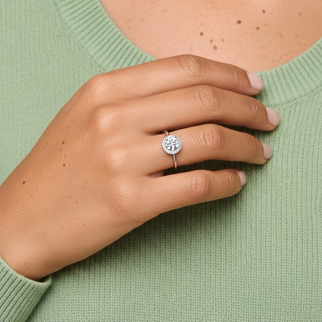 Retro Round 1.50ct Moissanite Engagement Ring