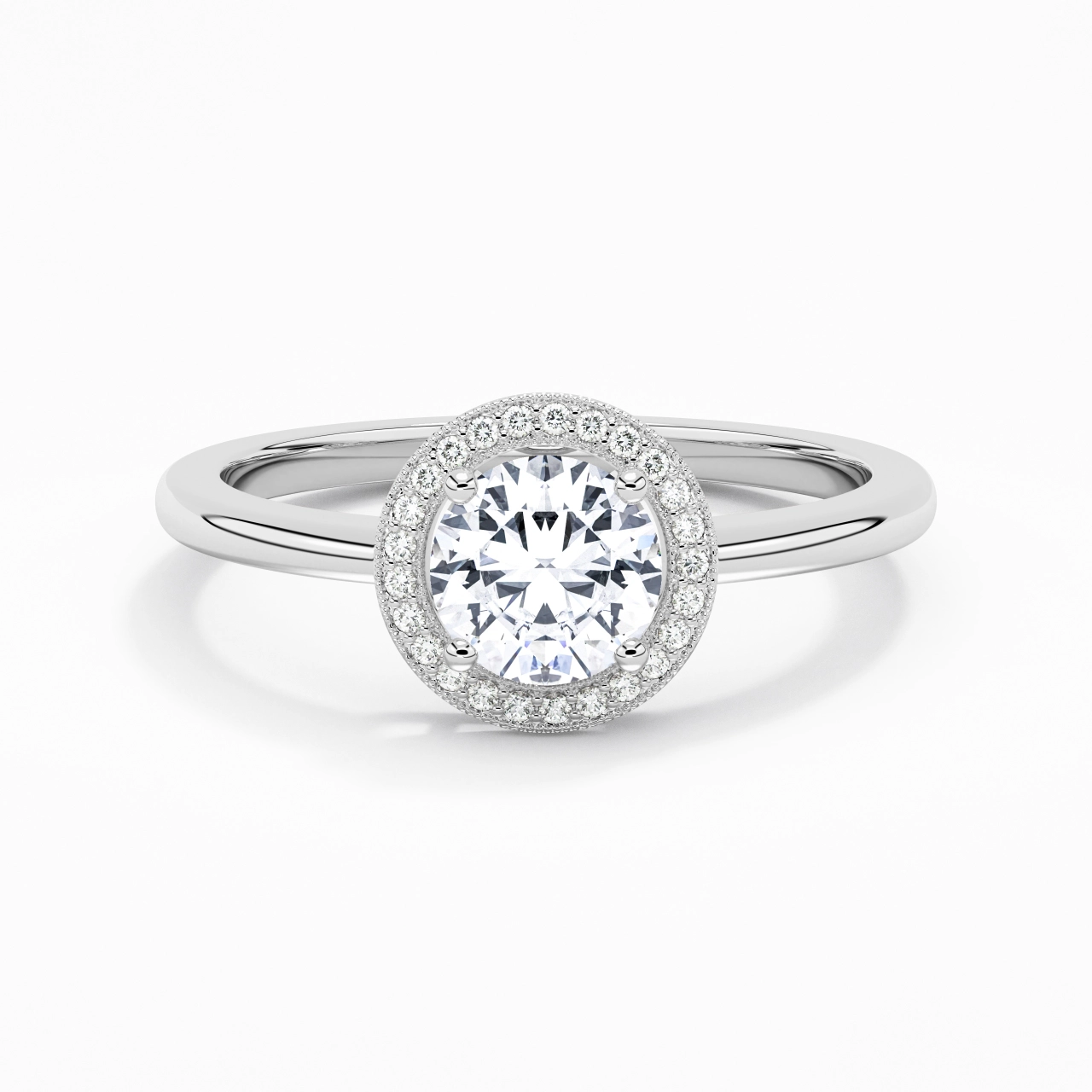 Retro Round 1.00ct Moissanite Engagement Ring