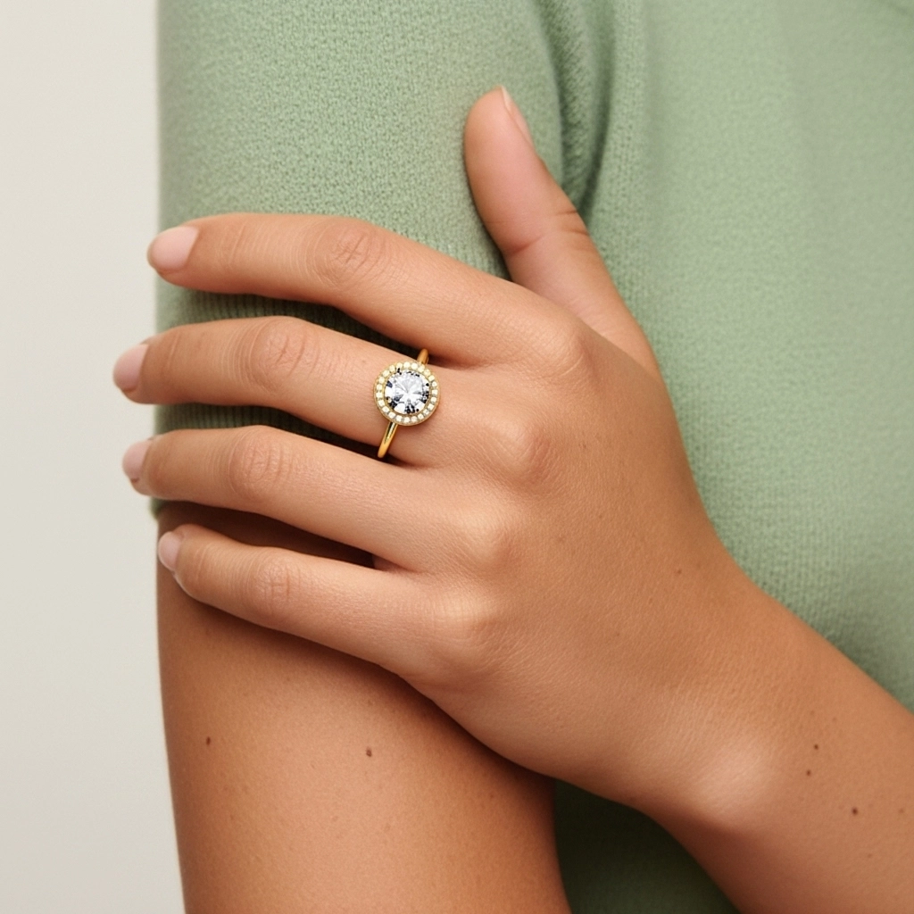 Rétro Rond 1.50ct Moissanite Bague de fiançailles