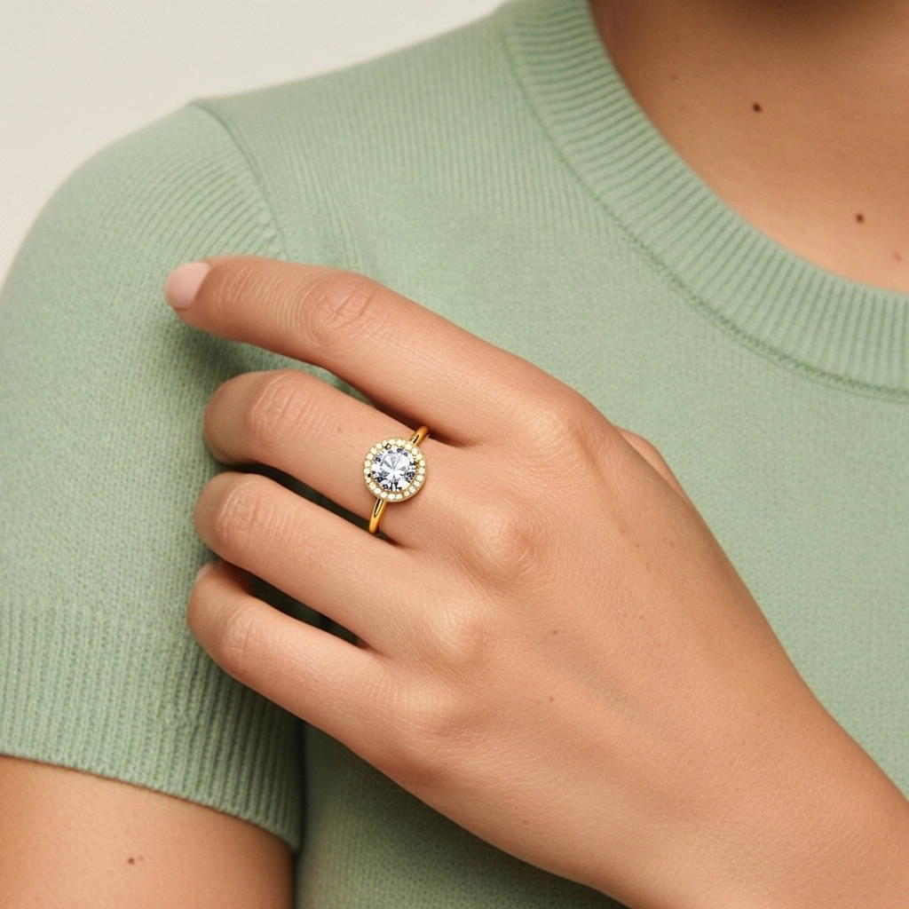 Rétro Rond 1.50ct Moissanite Bague de fiançailles