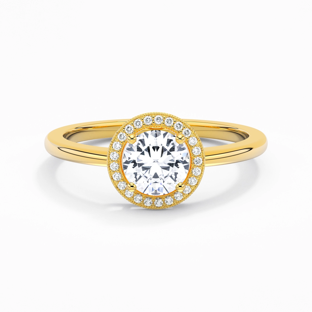 Retro Round 1.00ct Moissanite Engagement Ring