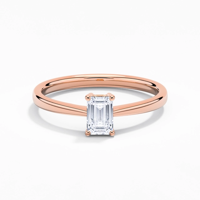 Invertida ahusada Sobrio Solitario Anillo de Compromiso Circonio cúbico 0.80ct Esmeralda Plata esterlina 925