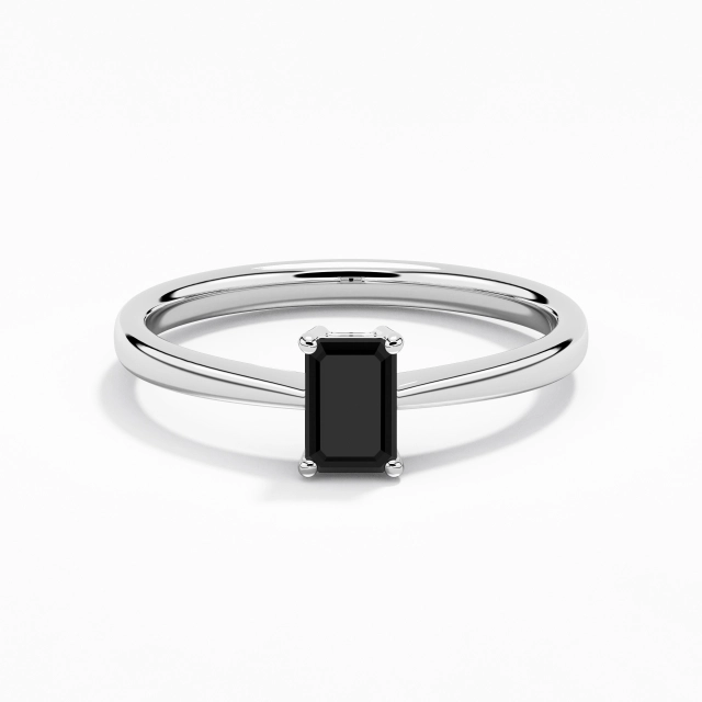 Reverse Tapered Understated Solitaire Engagement Ring Cubic Zirconia 0.80ct Emerald 925 Sterling Silver